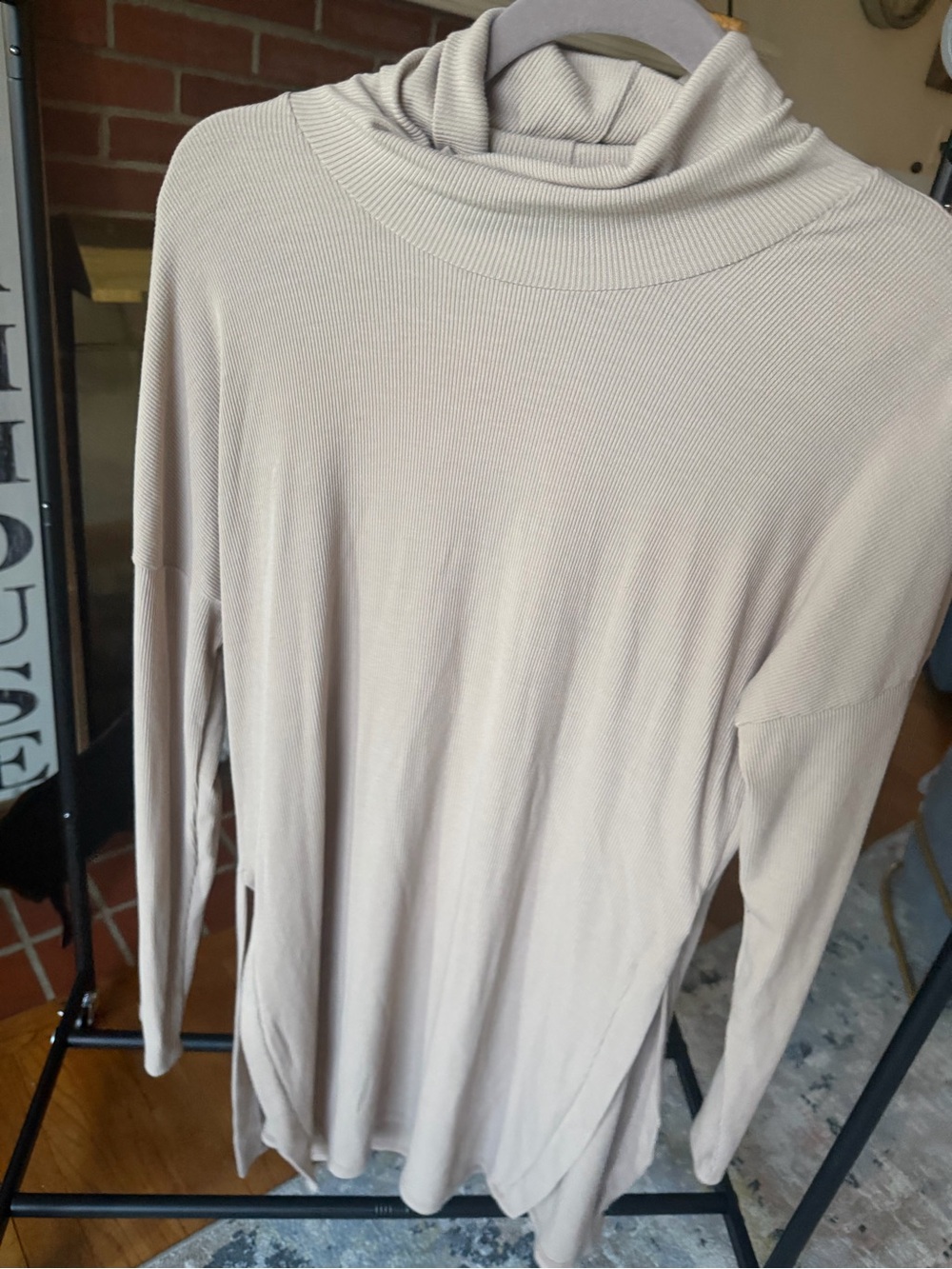 Women’s Beige Turtleneck Sweater - Lightweight Rib Knit - ANDRÉE
BY UNIT